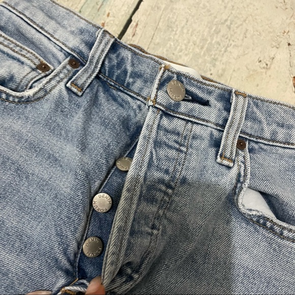 Aritzia Denim Forum 25 arlo high rise straight 28L jeans button fly blue cuffed - Picture 5 of 9